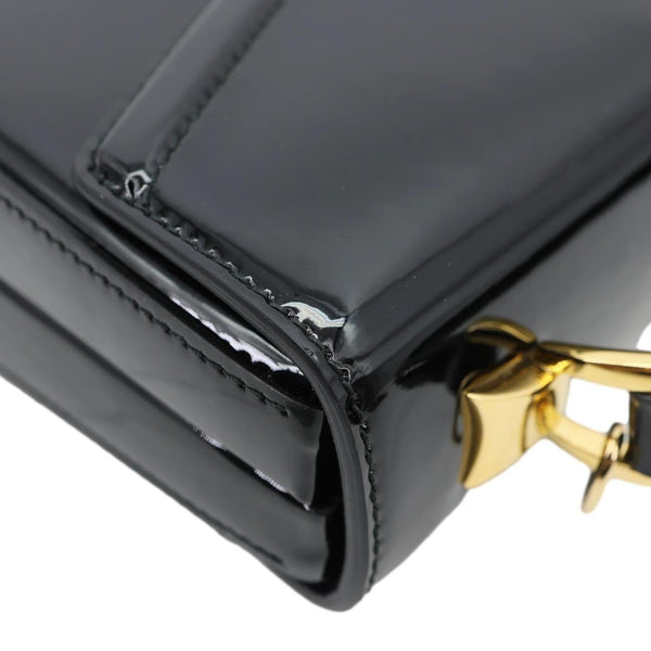 GUCCI Sylvie 1969 Mini Patent Leather Top Handle Crossbody Bag Black 589479