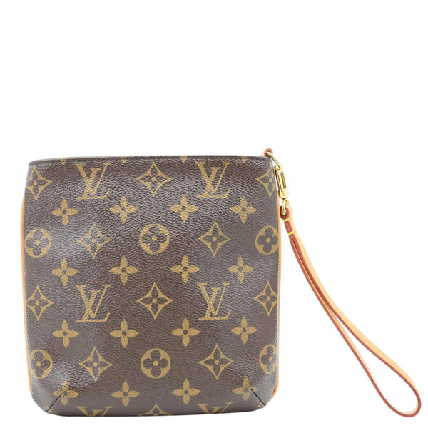 LOUIS VUITTON Partition Monogram Canvas Wristlet Clutch Bag Brown