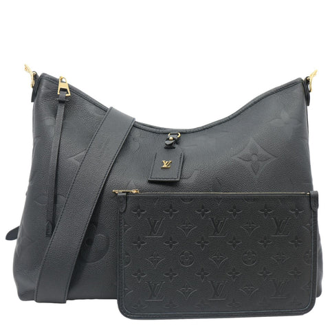 LOUIS VUITTON Carryall MM Monogram Empreinte Leather Shoulder Bag Black