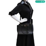 PRADA Lux Saffiano Calfskin Leather Tote Shoulder Bag Black