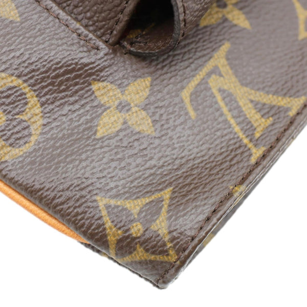 LOUIS VUITTON Partition Monogram Canvas Wristlet Clutch Bag Brown