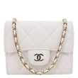 CHANEL Classic Flap Small Caviar Quilted Leather Chain Wallet  White