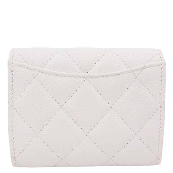 CHANEL Classic Flap Small Caviar Quilted Leather Chain Wallet  White