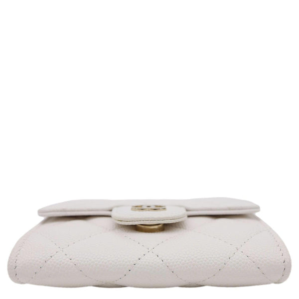 CHANEL Classic Flap Small Caviar Quilted Leather Chain Wallet  White