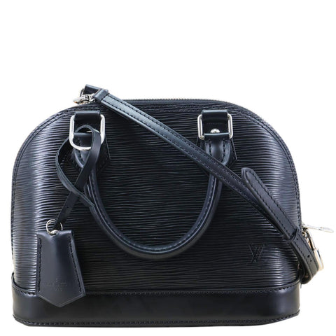LOUIS VUITTON Alma BB Epi Leather Satchel Bag Black