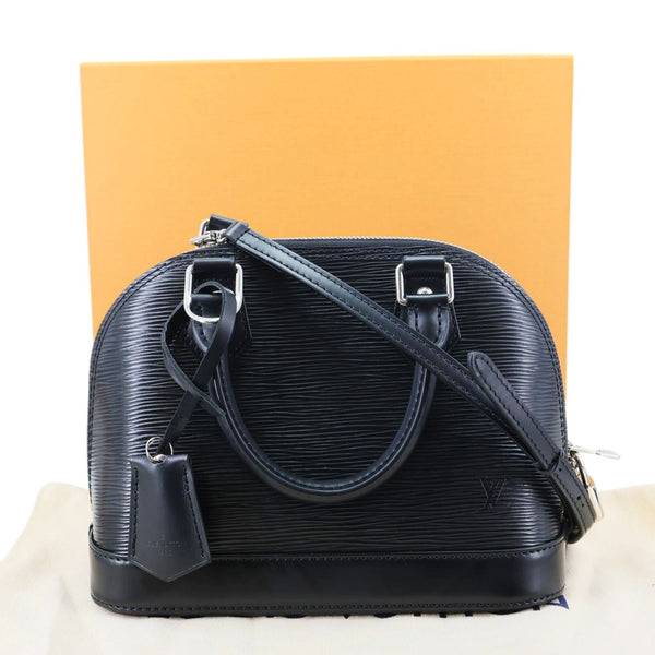 LOUIS VUITTON Alma BB Epi Leather Satchel Bag Black