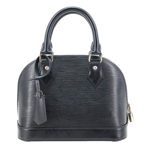 LOUIS VUITTON Alma BB Epi Leather Satchel Bag Black