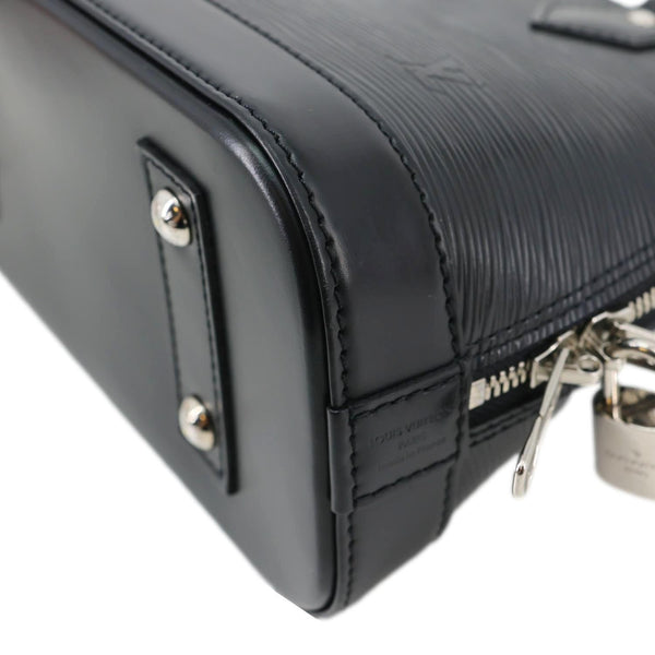 LOUIS VUITTON Alma BB Epi Leather Satchel Bag Black