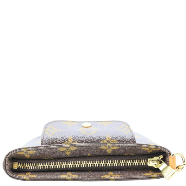 LOUIS VUITTON Partition Monogram Canvas Wristlet Clutch Bag Brown