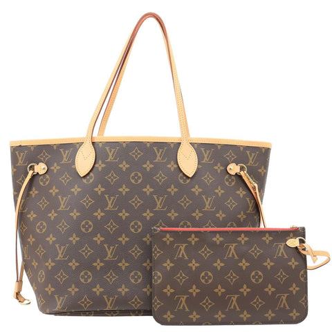 LOUIS VUITTON Neverfull MM Monogram Canvas Tote Bag Red