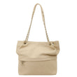 CHANEL Zip Carry Crumpled Grained Calfskin leather Shopping Tote Bag Beige