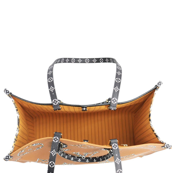 LOUIS VUITTON Onthego Jungle GM Giant Monogram Canvas Tote Shoulder Bag Black