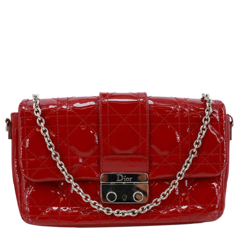CHRISTIAN DIOR Miss Dior Promenade Cannage Quilted Leather Crossbody Bag Red