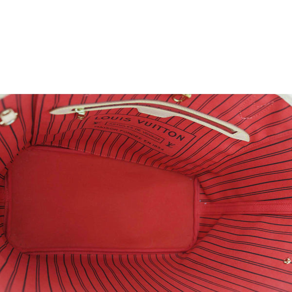 LOUIS VUITTON Neverfull MM Monogram Canvas Tote Bag Red
