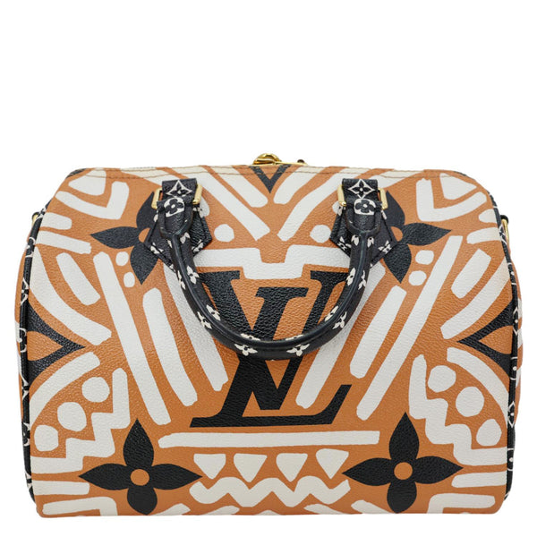 LOUIS VUITTON Speedy Bandouliere Giant Crafty Monogram Canvas Crossbody Bag Caramel