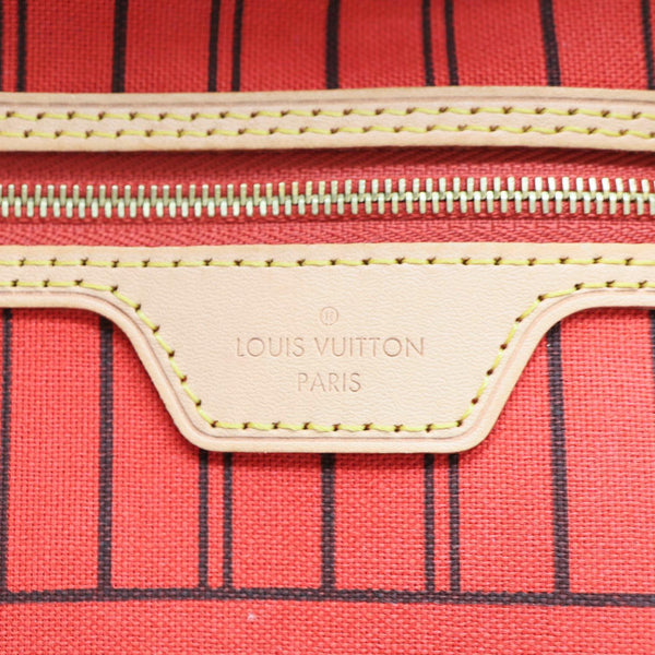 LOUIS VUITTON Neverfull MM Monogram Canvas Tote Bag Red