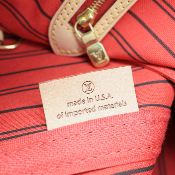 LOUIS VUITTON Neverfull MM Monogram Canvas Tote Bag Red