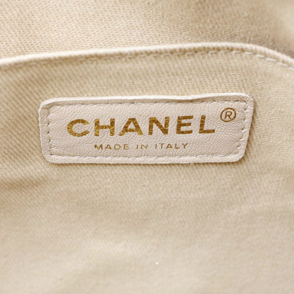 CHANEL Zip Carry Crumpled Grained Calfskin leather Shopping Tote Bag Beige