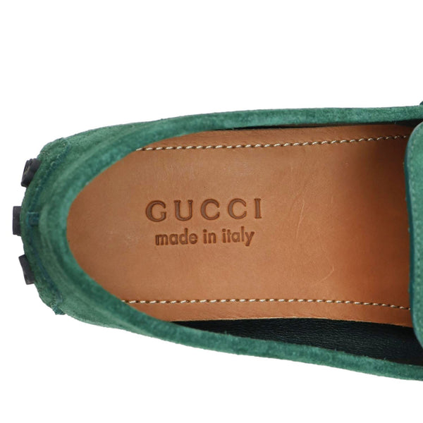 GUCCI Horsebit Driver Suede Men's Loafers Green 765859 Size 9