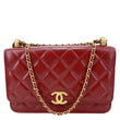 CHANEL Perfect Fit Quilted Calfskin Leather Wallet On Chain Burgundy