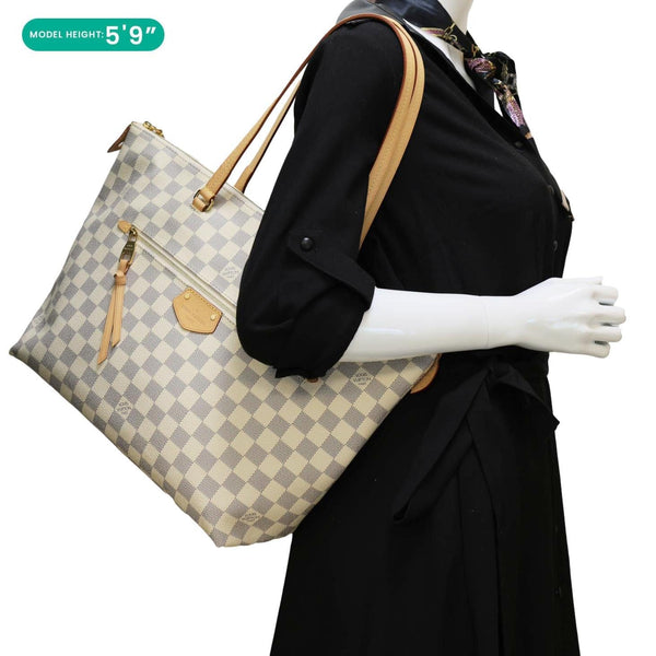 LOUIS VUITTON Iena MM Damier Azur Shoulder Bag Rose Ballerine