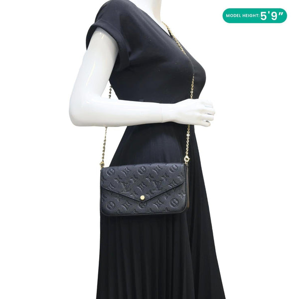 LOUIS VUITTON Felicie Pochette Monogram Empreinte Crossbody Bag Black