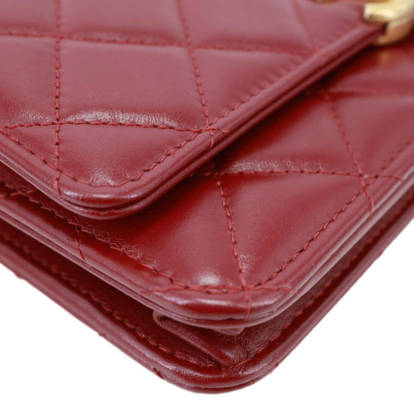 CHANEL Perfect Fit Quilted Calfskin Leather Wallet On Chain Burgundy