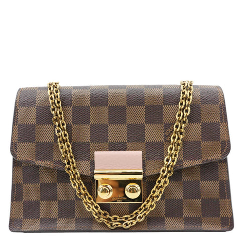 LOUIS VUITTON Croisette Damier Ebene Wallet On Chain Brown