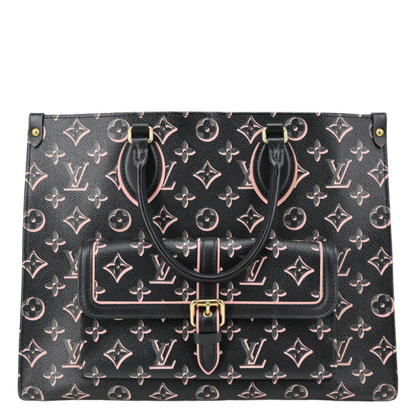 LOUIS VUITTON Onthego MM Fall for You Neo Monogram Printed Canvas Tote Bag Black