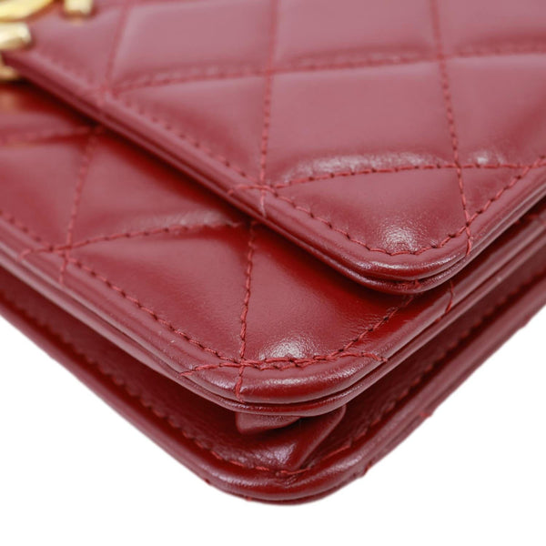 CHANEL Perfect Fit Quilted Calfskin Leather Wallet On Chain Burgundy