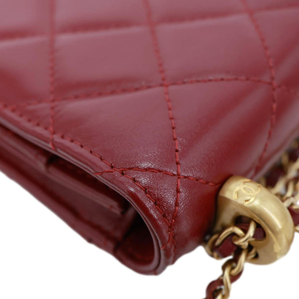 CHANEL Perfect Fit Quilted Calfskin Leather Wallet On Chain Burgundy