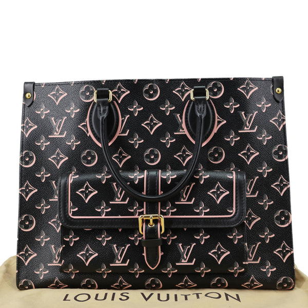 LOUIS VUITTON Onthego MM Fall for You Neo Monogram Printed Canvas Tote Bag Black