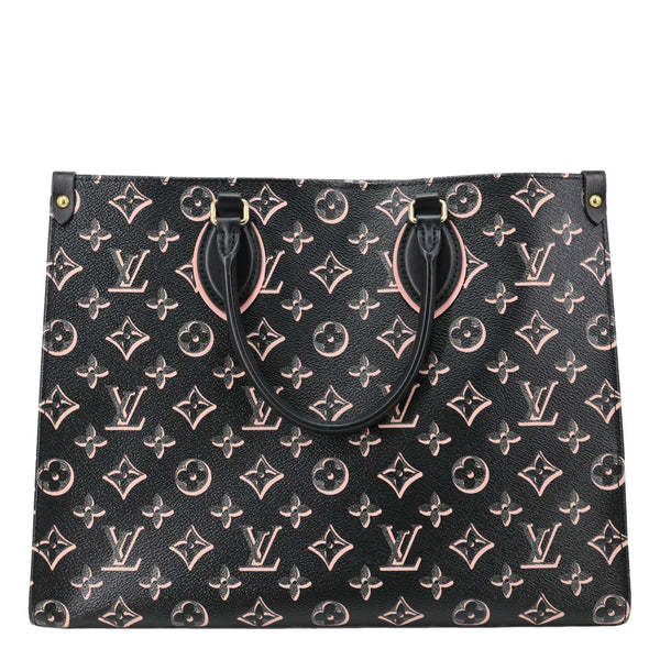 LOUIS VUITTON Onthego MM Fall for You Neo Monogram Printed Canvas Tote Bag Black