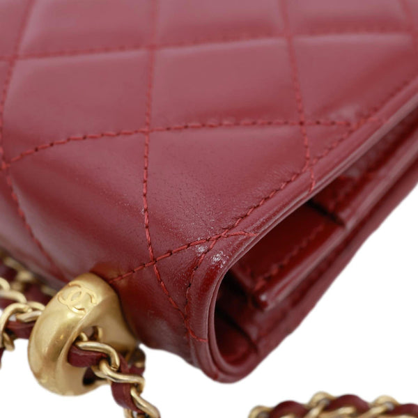 CHANEL Perfect Fit Quilted Calfskin Leather Wallet On Chain Burgundy
