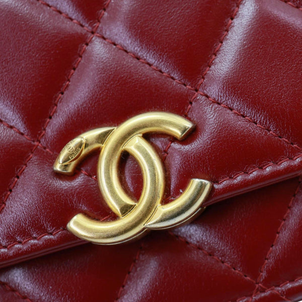 CHANEL Perfect Fit Quilted Calfskin Leather Wallet On Chain Burgundy
