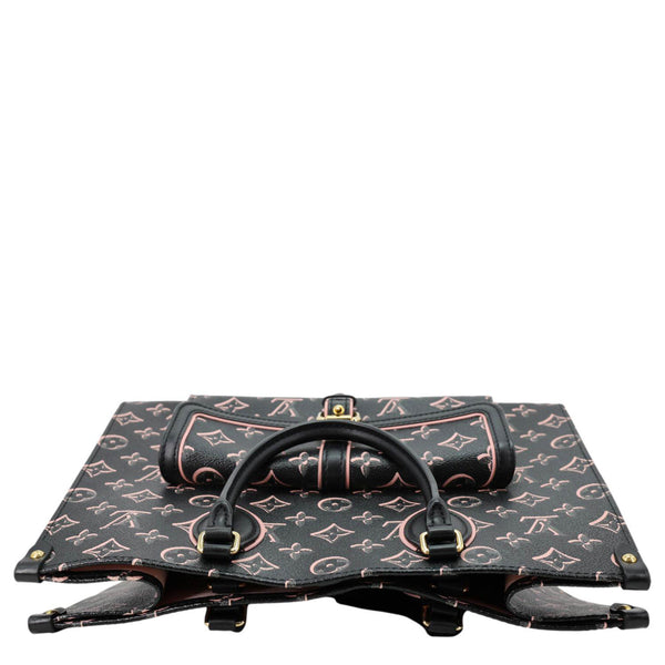 LOUIS VUITTON Onthego MM Fall for You Neo Monogram Printed Canvas Tote Bag Black