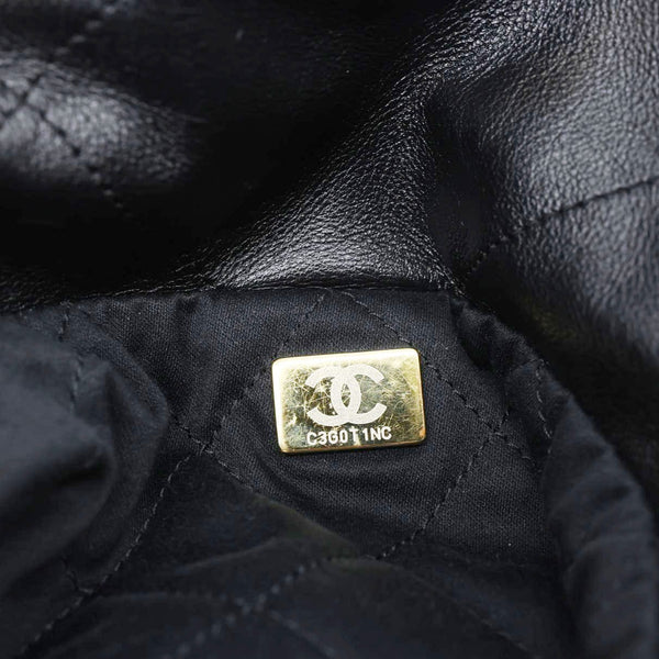 CHANEL 22 Small Shiny Calfskin Leather Chain Crossbody Bag Black