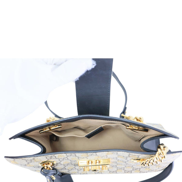 GUCCI Padlock Small GG Supreme Bees Canvas Tote Bag Beige 498156