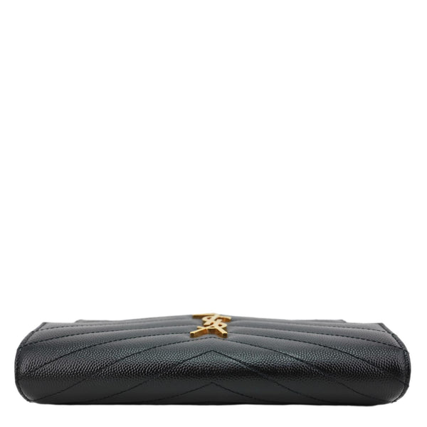 YVES SAINT LAURENT Cassandra Matelasse Grain De Poudre Chain Wallet Black