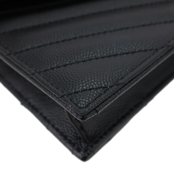 YVES SAINT LAURENT Cassandra Matelasse Grain De Poudre Chain Wallet Black