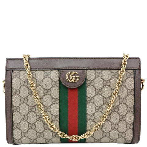 GUCCI GG Ophidia Supreme Canvas Web Chain Shoulder Bag Beige 503877