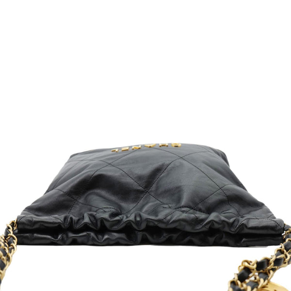 CHANEL 22 Small Shiny Calfskin Leather Chain Crossbody Bag Black
