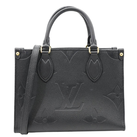 LOUIS VUITTON Onthego PM Giant Monogram Empreinte Leather Shoulder Bag Black