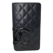 CHANEL Cambon Yen Leather Long Bifold Wallet Black