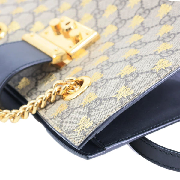 GUCCI Padlock Small GG Supreme Bees Canvas Tote Bag Beige 498156