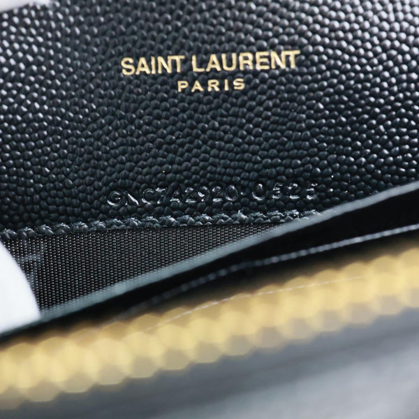 YVES SAINT LAURENT Cassandra Matelasse Grain De Poudre Chain Wallet Black