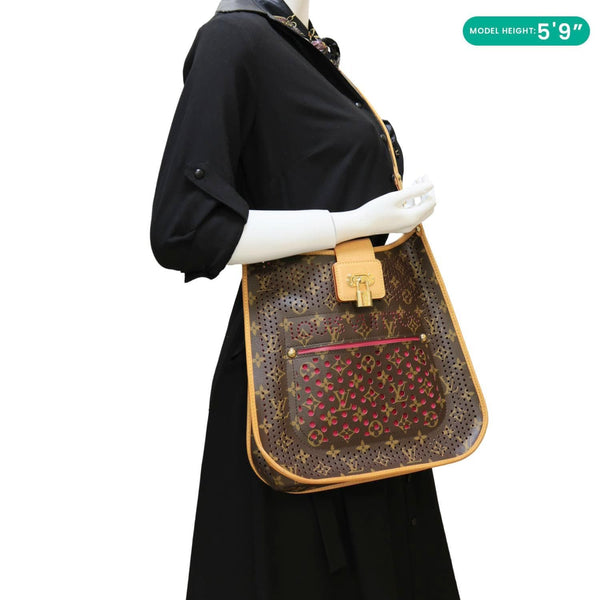 LOUIS VUITTON Perforated Musette Monogram Canvas Crossbody Bag Brown