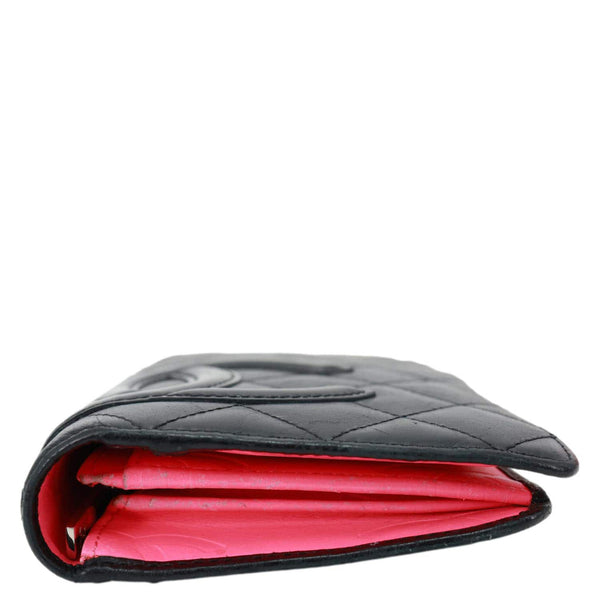CHANEL Cambon Yen Leather Long Bifold Wallet Black