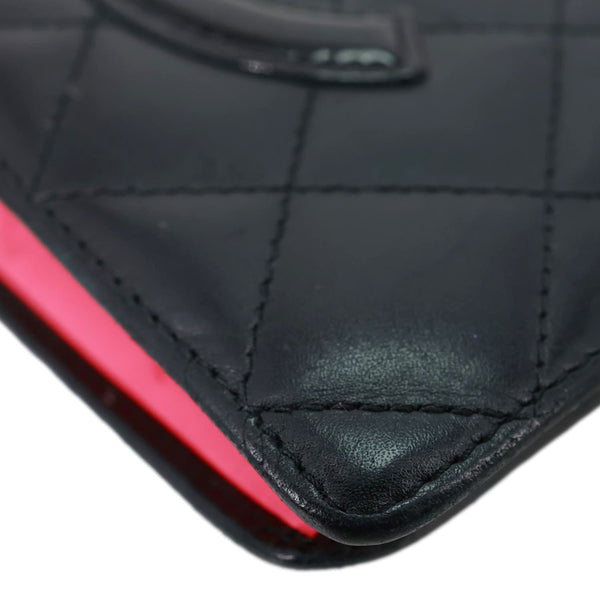 CHANEL Cambon Yen Leather Long Bifold Wallet Black