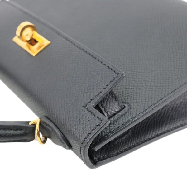 HERMES Kelly 20 Mini Epsom Leather Crossbody Bag Black